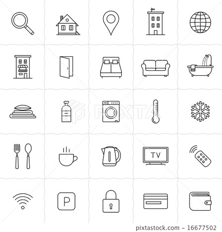 插图素材: accommodation booking icon set