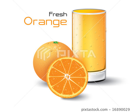 插图素材: glass of fresh orange juice. vecto