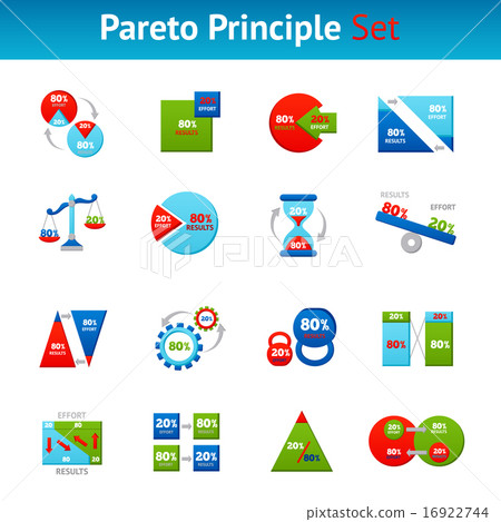 插图素材: pareto principle flat icons set