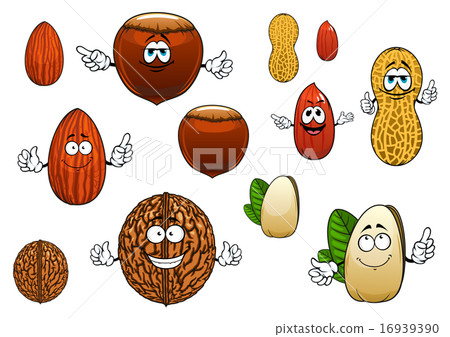 图库插图: cartoon isolated funny nuts characters