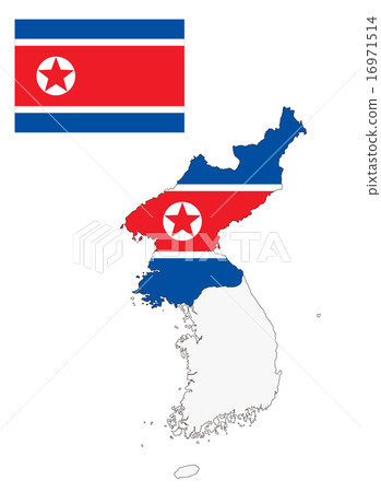图库插图: 朝鲜地图和国旗