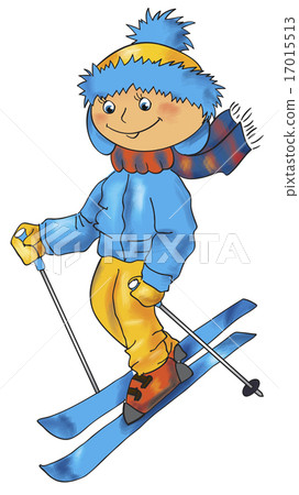 插图素材: skiing boy