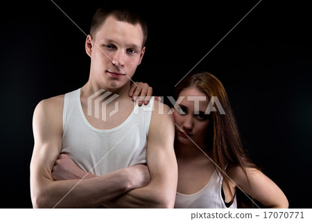 图库照片: photo of boy and pudgy girl