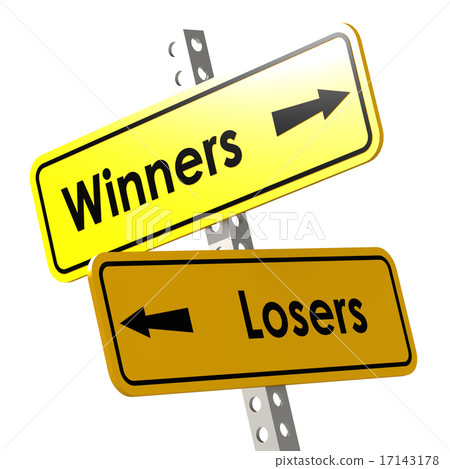 插图素材: winners and losers with yellow road sign