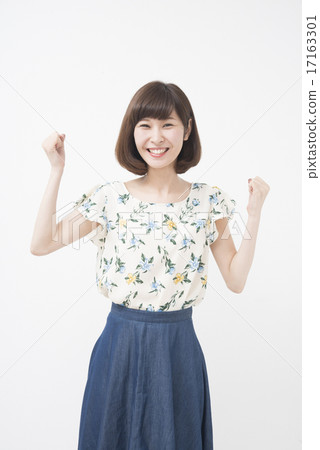 图库照片: 握拳 人物 女生