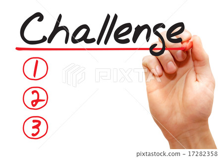 图库照片: hand writing challenge list, business concept.