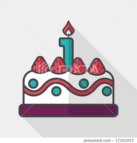 插图素材: birthday cake flat icon with long shadow,eps10