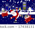 图库插图: cute santa claus with gifts in the boxes skate