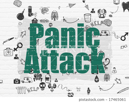 图库插图: medicine concept: panic attack on wall background