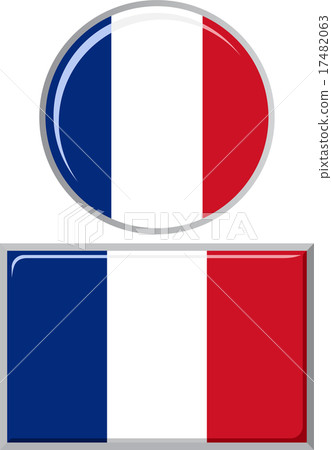 插图素材: french round and square icon flag. vector