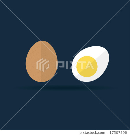 插图素材: vector hard-boiled and raw egg icon.