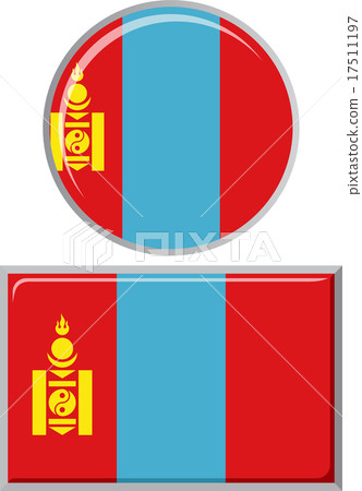 图库插图: mongolian round and square icon flag. vector