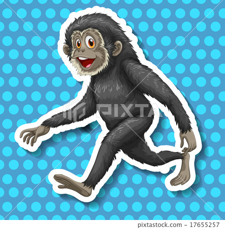 插图素材: black monkey walking and smiling