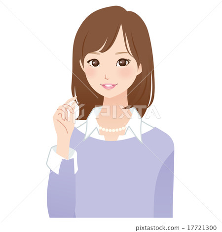 插图素材: 女性面部表情微笑