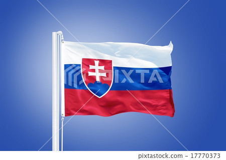 图库照片: flag of slovakia flying against a blue sky