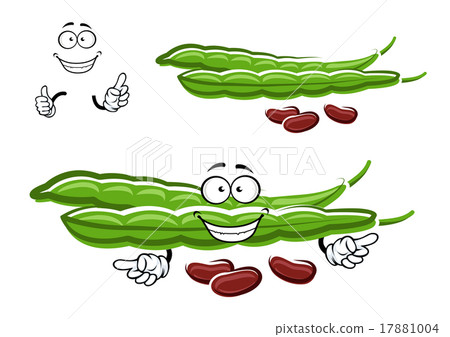 插图素材: cartoon bean pods with brown beans