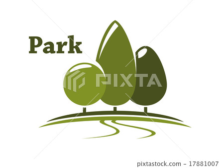 插图素材: park landscape icon with trees on meadow