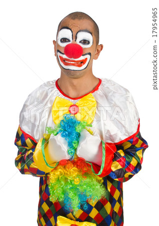 图库照片: sad clown isolated on white