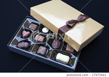 open golden chocolate box 17975681