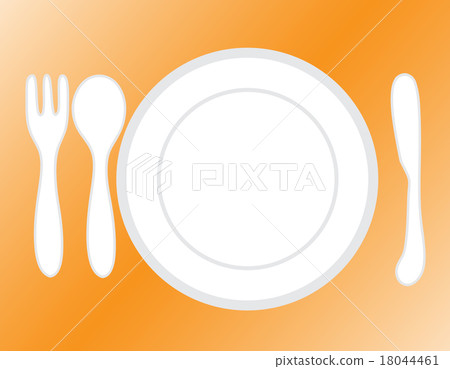 插图素材: empty plate with spoon and knife fork
