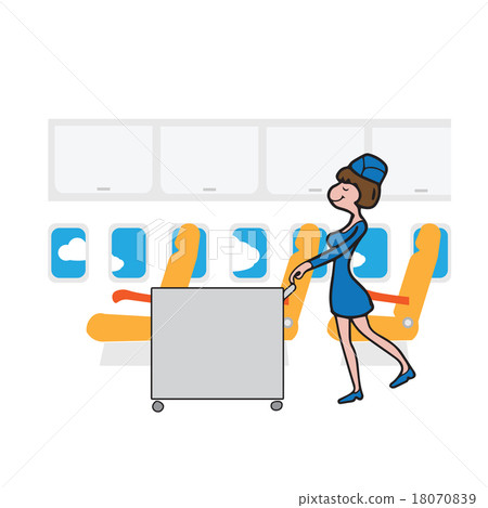 图库插图: air hostess cabin attendant