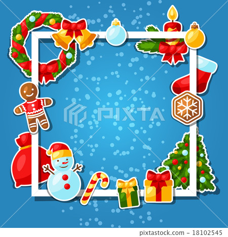 图库插图: merry christmas and happy new year sticker
