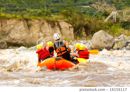 图库照片: whitewater river rafting boat adventure