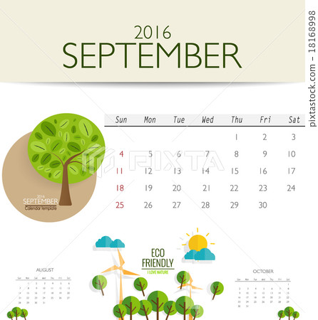 插图素材: 2016 calendar, monthly calendar template for september