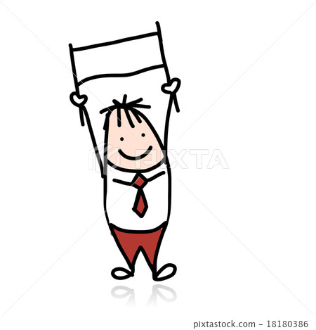 插图素材: office worker with a banner, cartoon for your