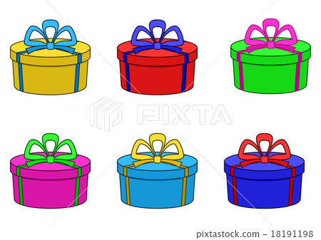 gift boxes, round-插图素材 [18191198] - pixta图库