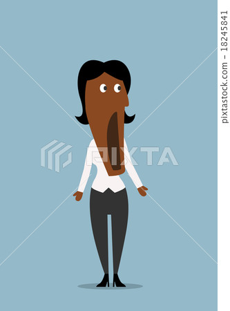 插图素材: shocked cartoon businesswoman with open mouth