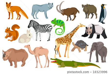 插图素材: big set different animals goat, wild boar, panda 查看