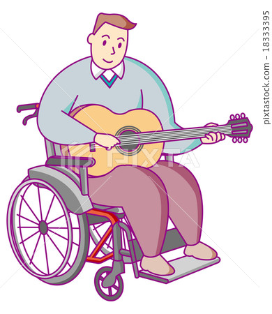 插图素材: 轮椅 男人 男