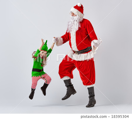 图库照片: santa claus and little elf