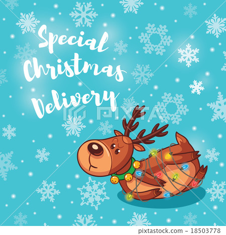 图库插图: special christmas delivery. holiday card with cute