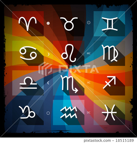 插图素材: zodiac - horoscope square vector icons set