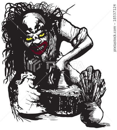 插图素材: potter, creator, clown. vector illustration