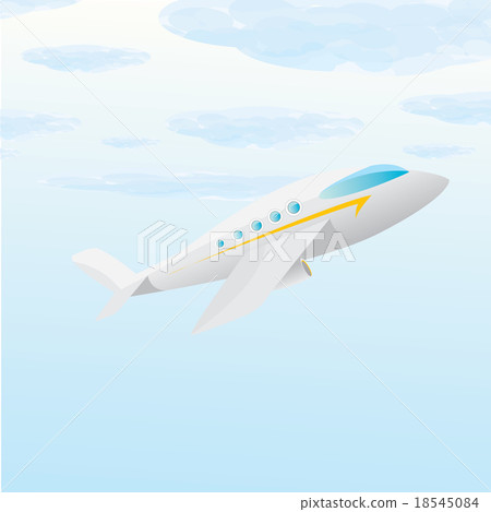 cartoon plane in blue sky