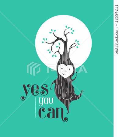 插图素材: yes you can motivation quote greeting card elf