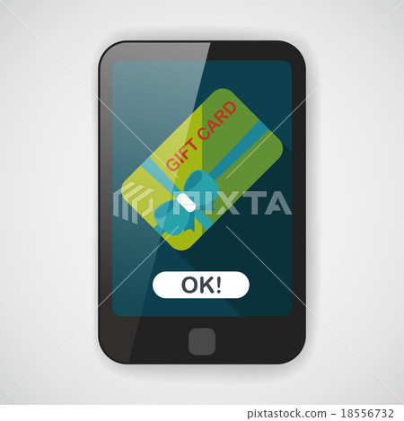 插图素材: shopping gift card flat icon with long shadow,eps10