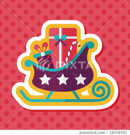 插图素材: christmas sleigh gift flat icon with long shadow, eps