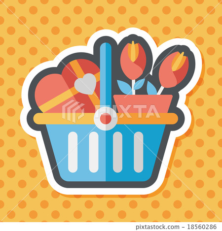 valentines day present bucket flat icon with long shadow,eps10
