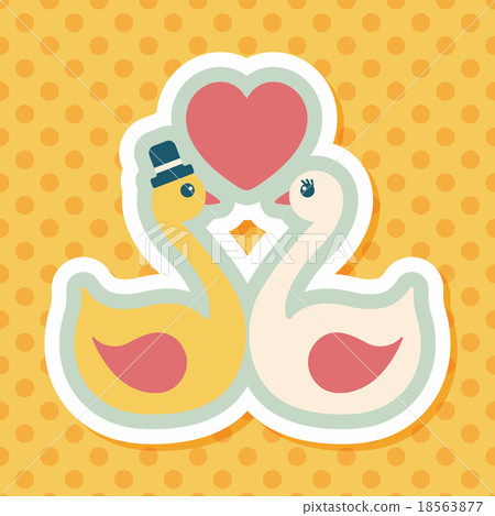 插图素材: wedding swan flat icon with long shadow,eps10