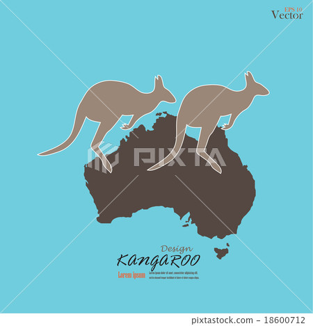 插图素材: kangaroo icon with australia map