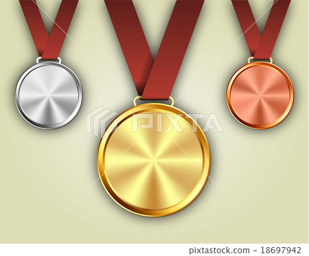 插图素材: set of gold, silver and bronze medals