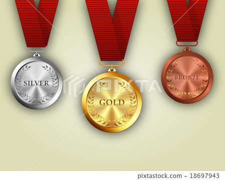 图库插图: set of gold, silver and bronze medals