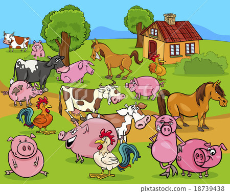 图库插图: farm animals cartoon illustration