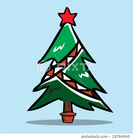 插图素材: christmas tree, vector illustration.