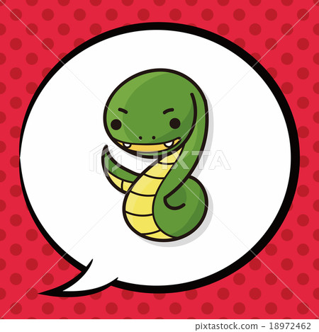 插图素材: chinese zodiac snake doodle, speech bubble