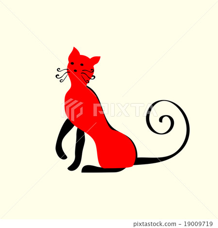 插图素材 elegant red cat ornament